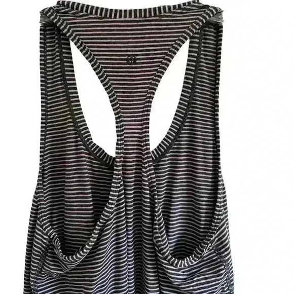 Lululemon Yogi Racerback Hyper Stripe Mauvelous Heathered Black Size M - Picture 10 of 11